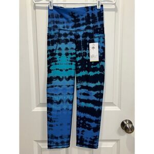 NWT Old Navy Active Powersoft Elevate Leggings Blue Tie Dye Crop High Rise XS